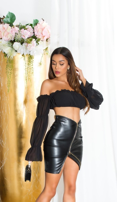 Soo Sexy! leatherlook Highwaist skirt Black